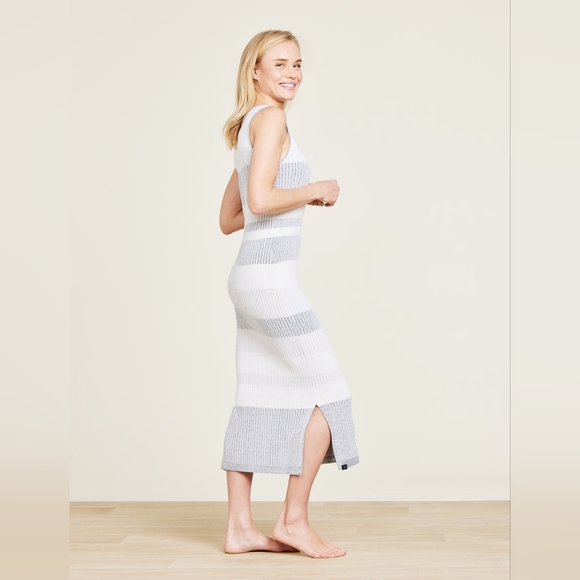 Barefoot Dreams Cozychic Ultra Lite Striped Maxi Dress - Heathered Gray - Size S - Picture 3 of 7